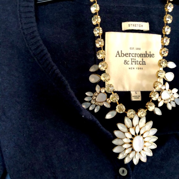 Abercrombie &Fitch Stretchy Navy Blue Cardigan - Picture 2 of 5